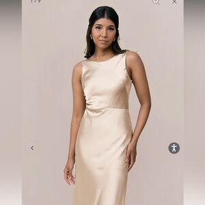 Revelry Serena Satin Dress Size 8 in champagne gold